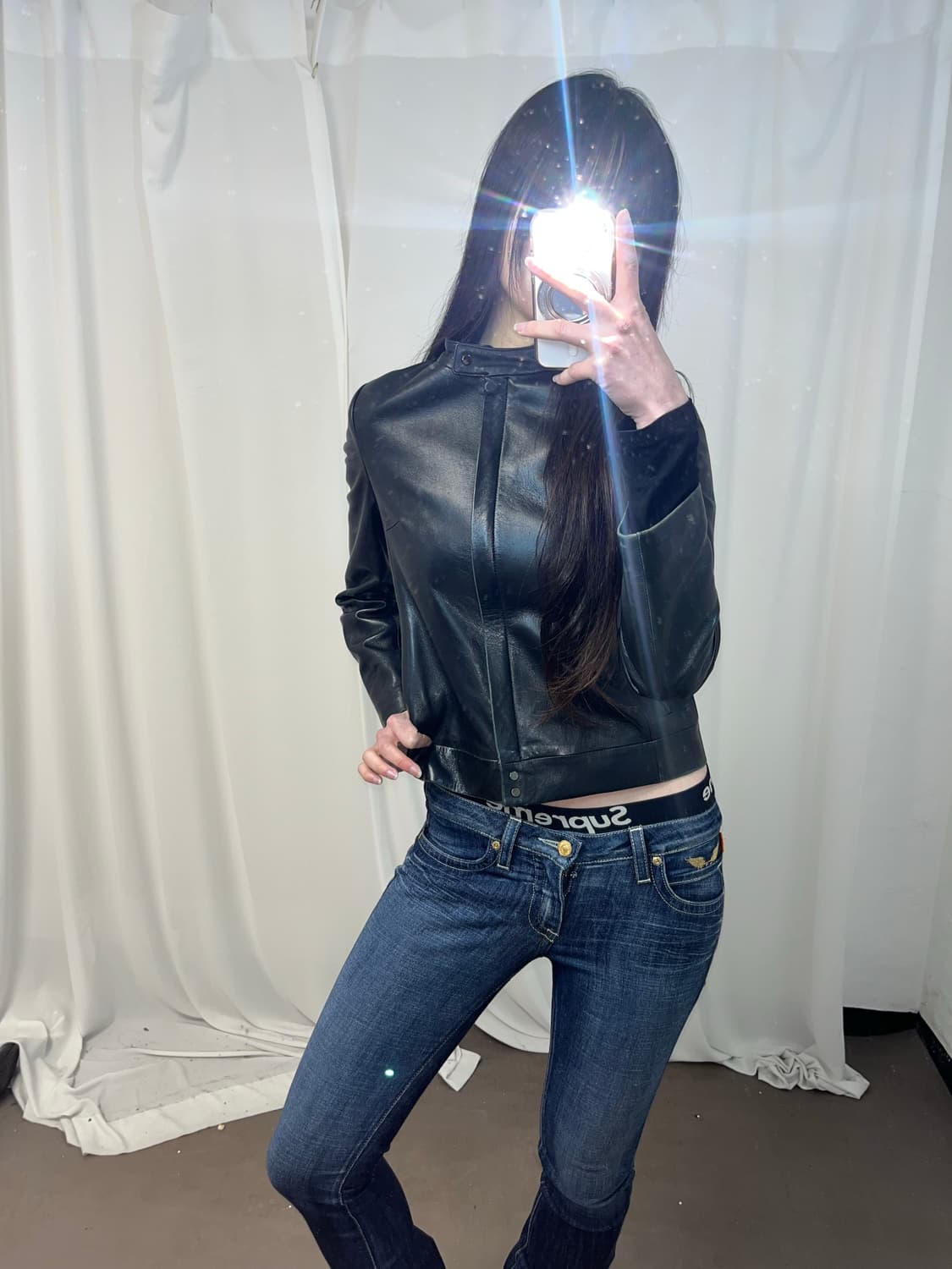 블랙 레더 자켓 상품이미지3