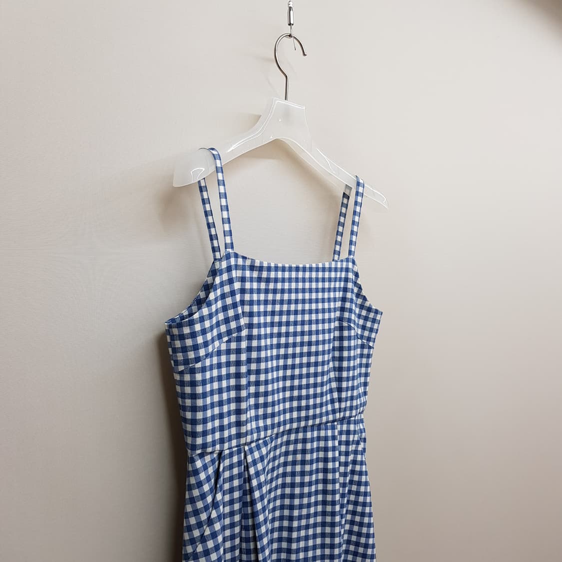 오르 깅엄체크 슬리브리스 원피스 XS사이즈 상품이미지3