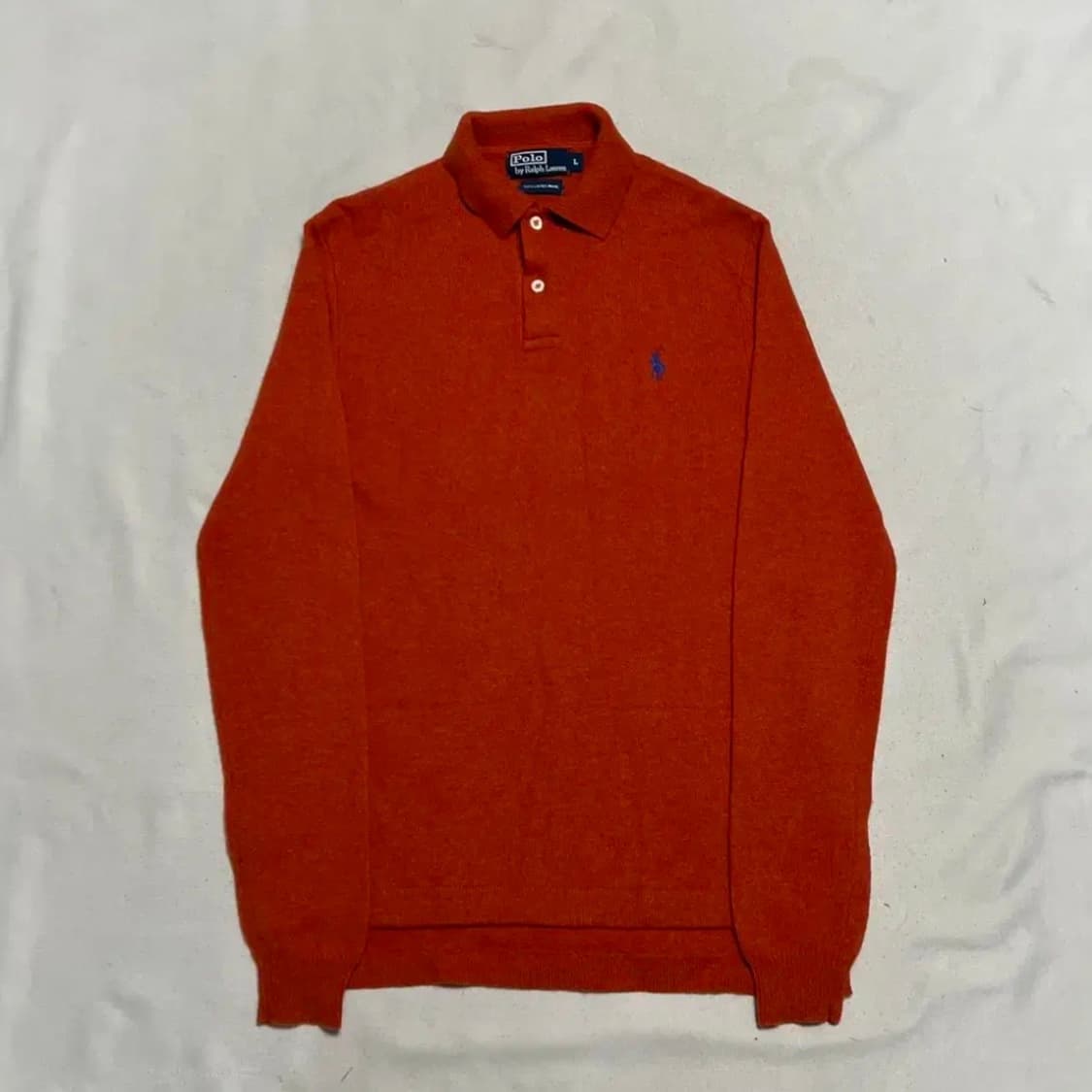 폴로랄프로렌 블루 포니 램스울 오렌지 카라 니트 상품이미지2