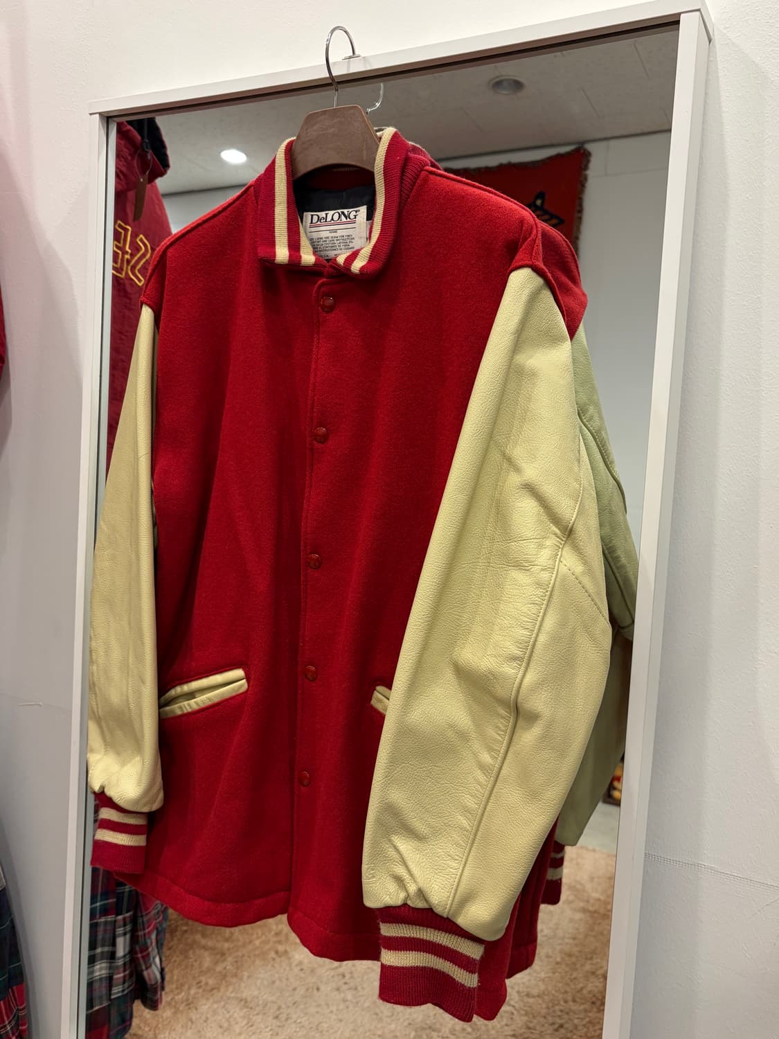 90s Delong 리얼레더 울 바시티 자켓 (made in USA) 상품이미지1