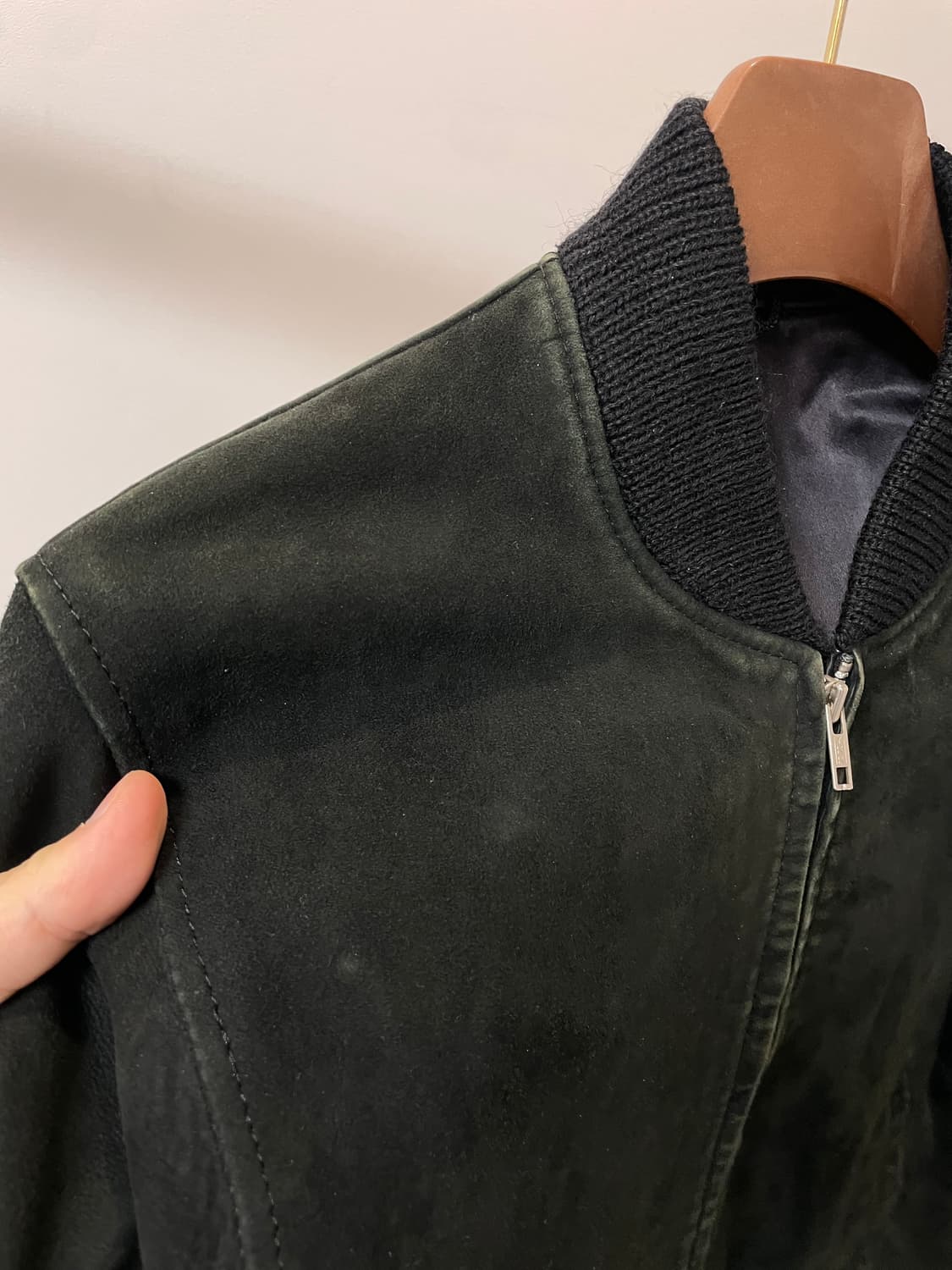 (M) jpn 딥그린 스웨이드 블루종 자켓 상품이미지6