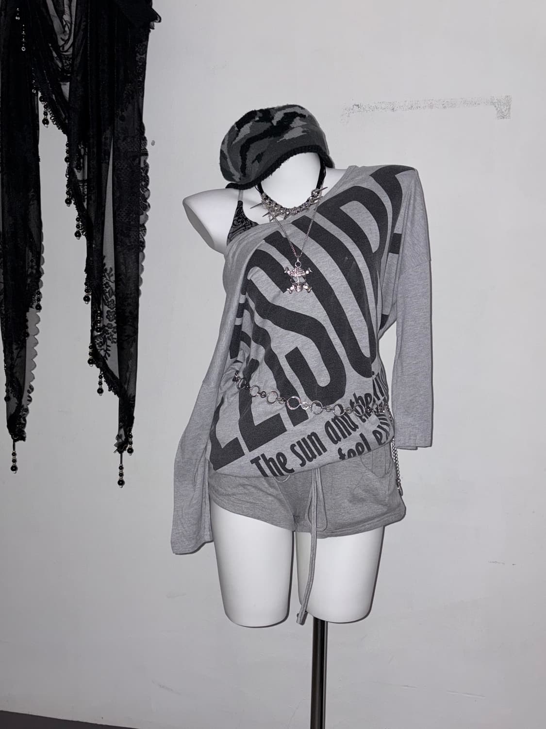 00s 후들핏 무채색 갸루 코디🖤 y2k 시부야 걀 서클 st 상품이미지2