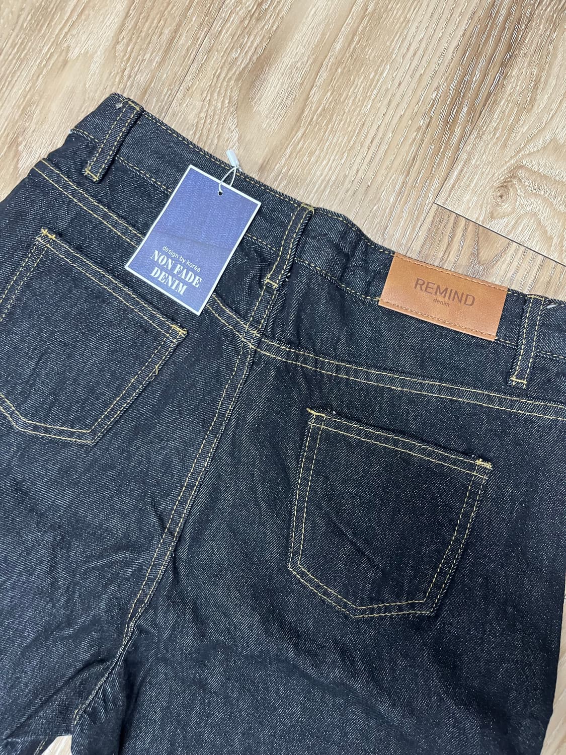 (새상품) 리마인드 논페이드 와이드 흑청바지 27 상품이미지2