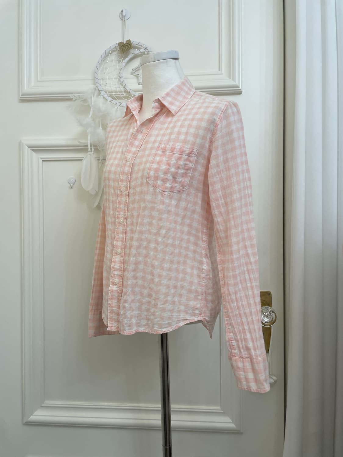 coral gingham-check summer shirt(size-0) 상품이미지2
