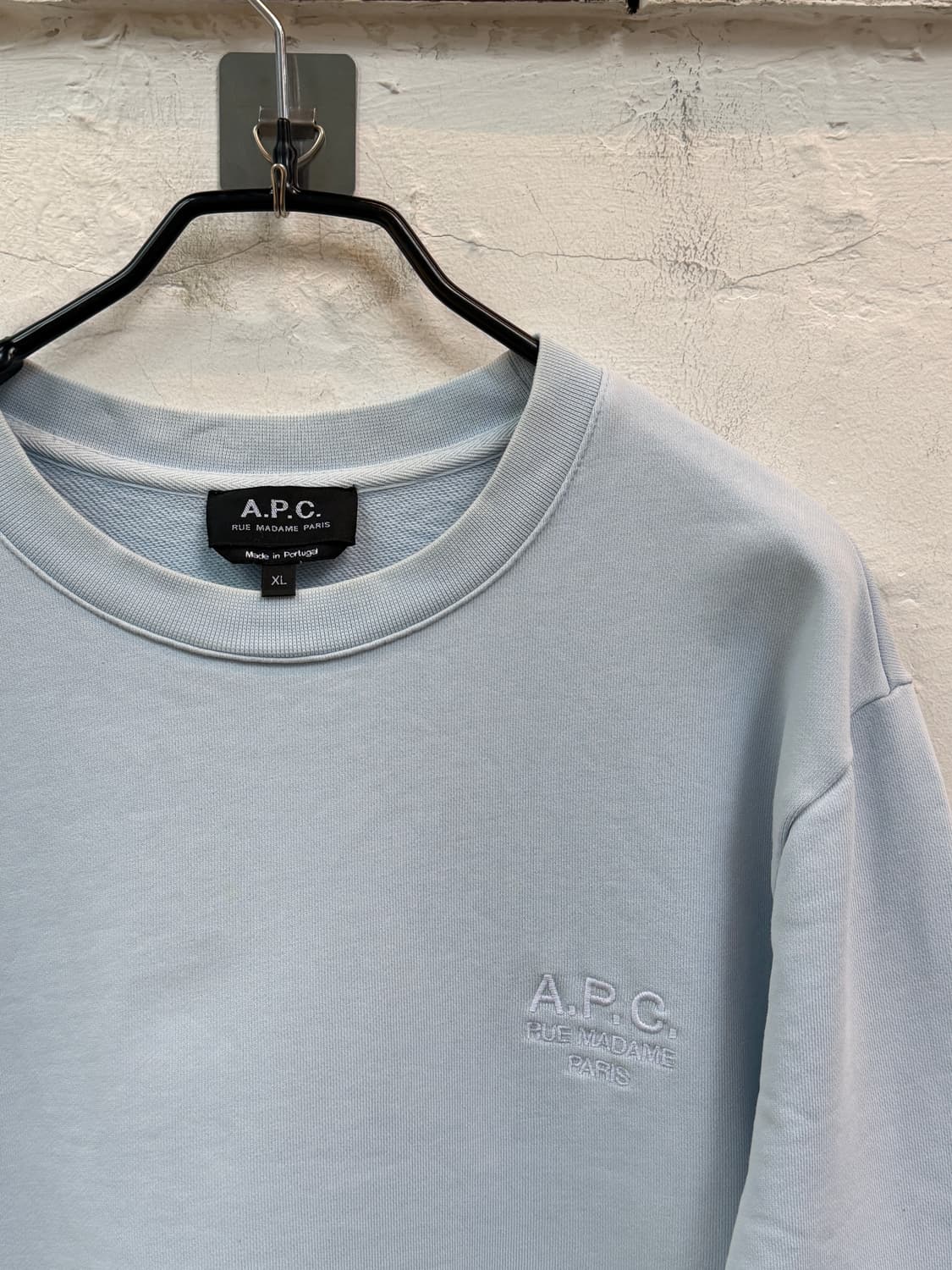 A.P.C. 아페쎄 루 마담 페일 블루 로고자수 스웨트 셔츠 XL 상품이미지2