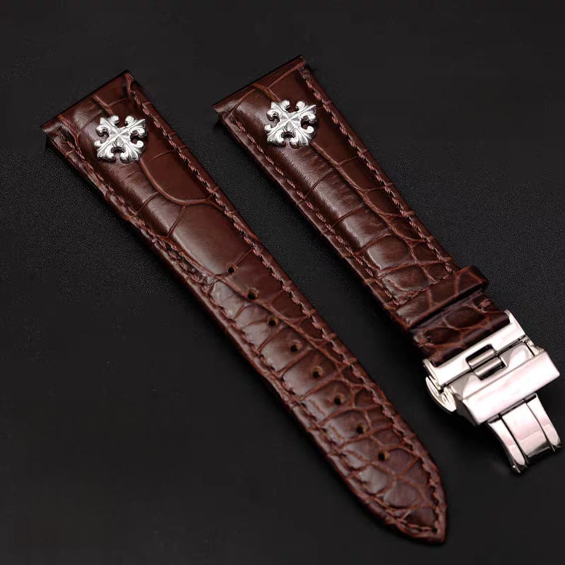 Oceanora 정품 악어가죽 S925 실버 워치 스트랩 상품이미지1