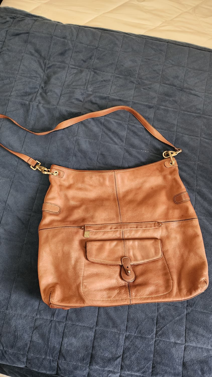 Liz Claiborne 브라운 가죽 빅숄더백 상품이미지1