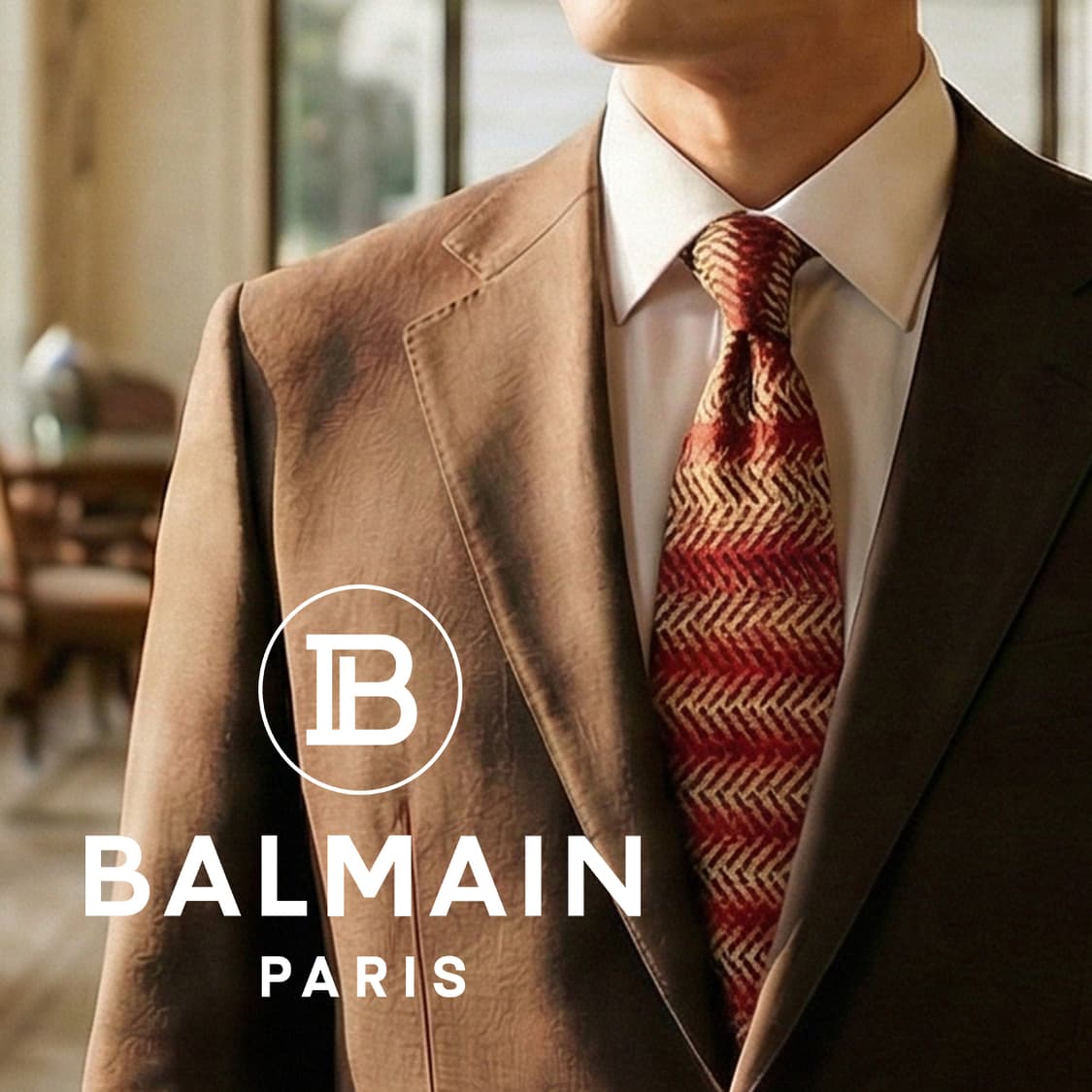 발망 실크 레드 패턴 넥타이 9.8cm A등급 A19257
 상품이미지1