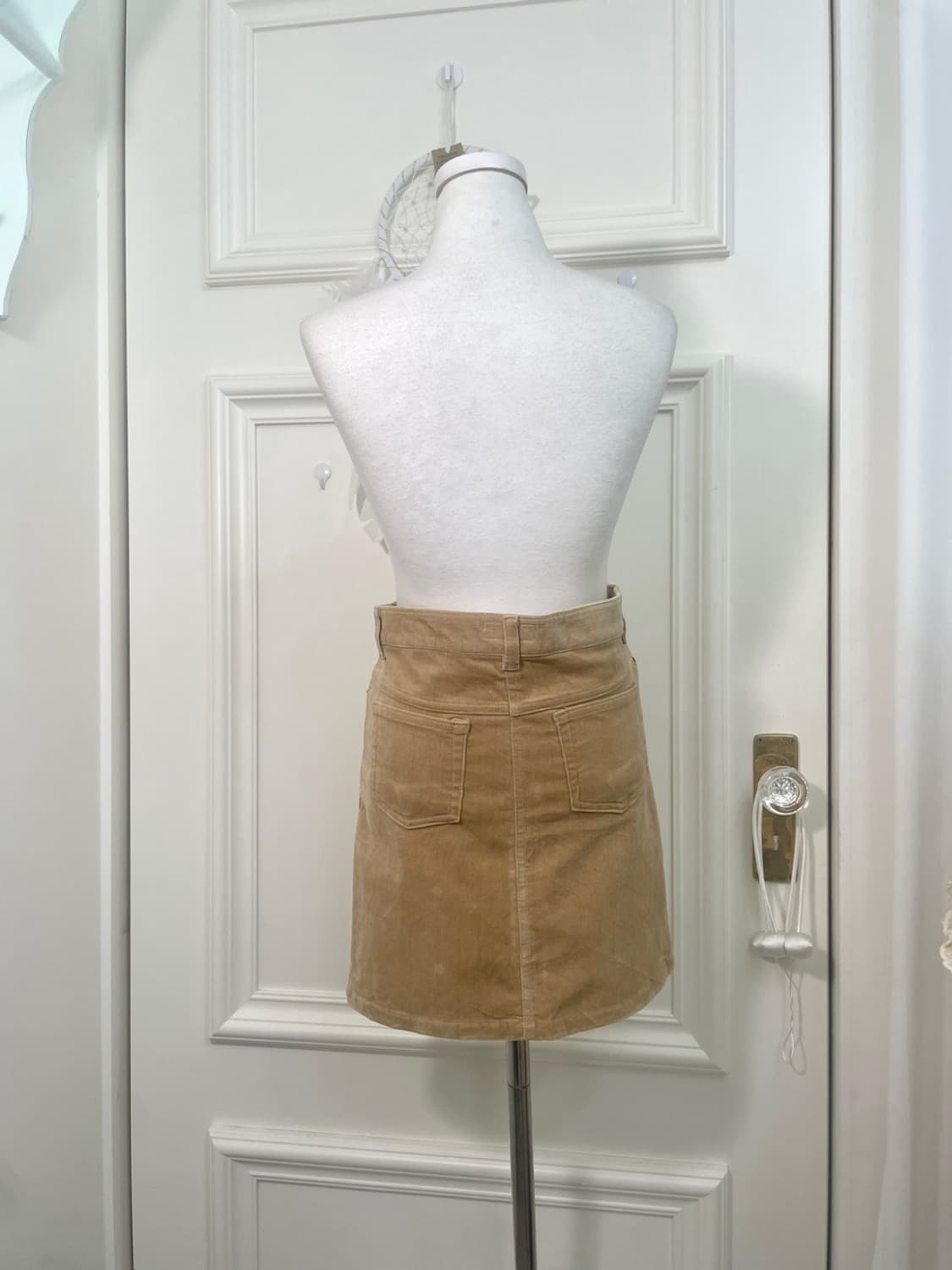 beige corduroy loepard point skirt 상품이미지3