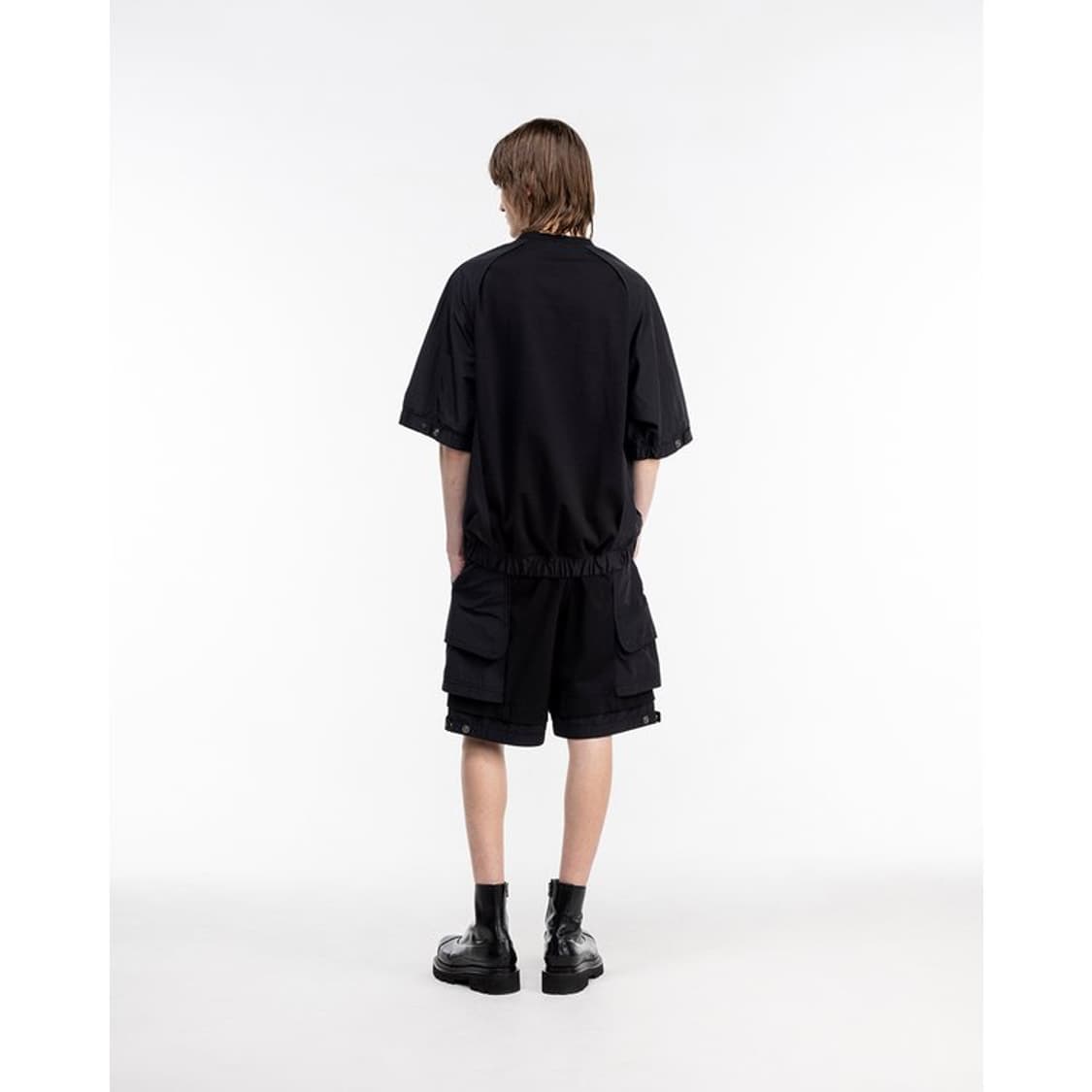 송지오옴므 트랙 패치 코쿤 티셔츠 블랙 50 (가단 70cm) 상품이미지3