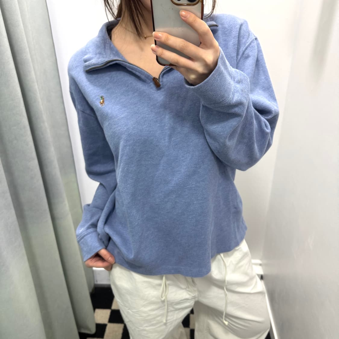 폴로 블루 반집업 니트 상품이미지1