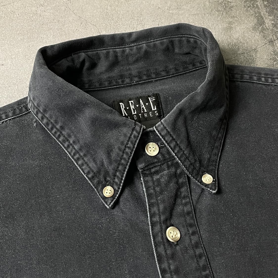 REAL CLOTHES 빈티지 다운버튼 블랙 코튼 셔츠 A00665 상품이미지2