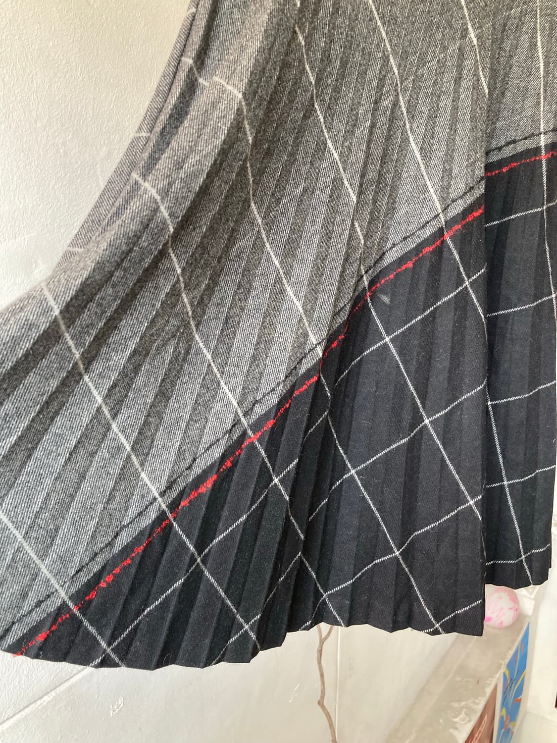 울 플리츠 플레어 미디 스커트 상품이미지6