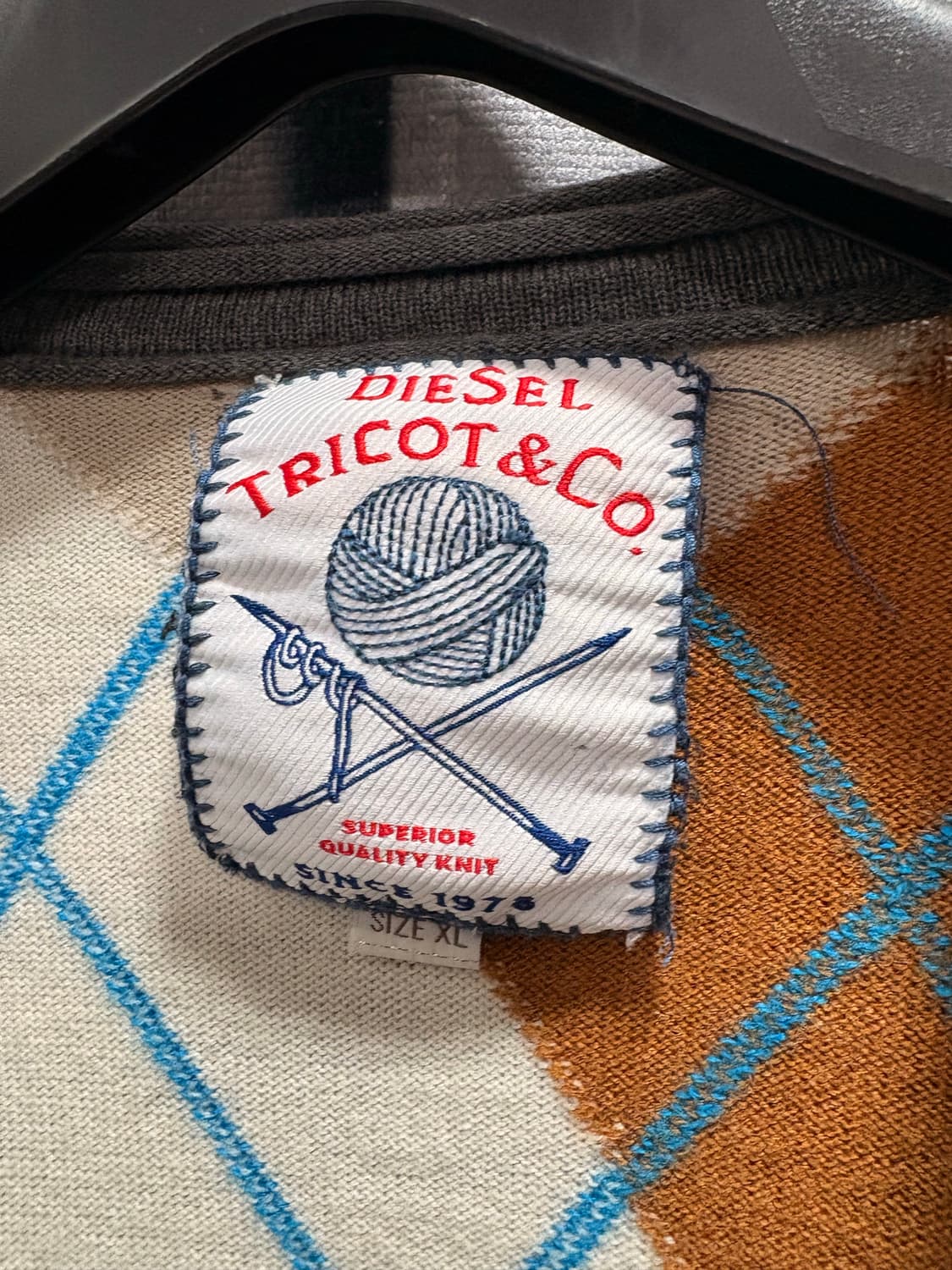 디젤 트리콧 아가일 가디건 상품이미지4