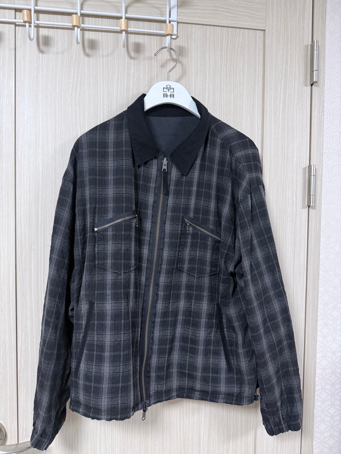 [3]폴리테루 25ss 리버서블 라미체크 블루종 블랙+블랙체크 상품이미지1