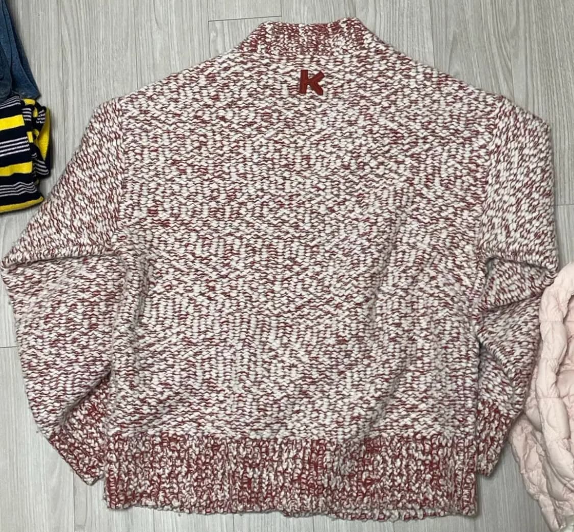 겐조 가디건 xs 조보아 파이어라잌피니쉬 레드화이트 빨강 흰색 자수 니트 상품이미지4