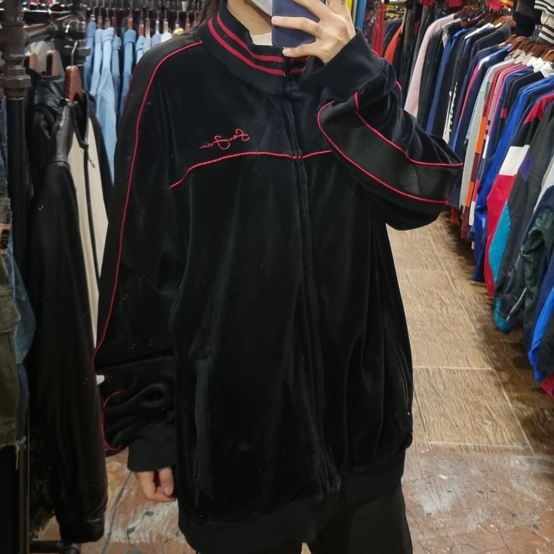 [Hi] vtg 빈티지 벨로아 벨벳 져지 블랙 상품이미지3