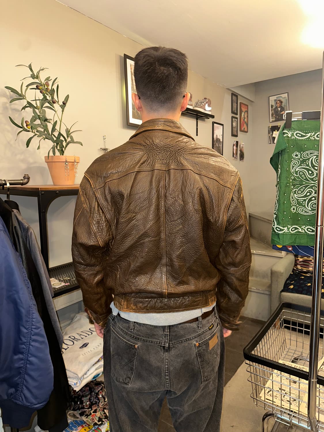 90’s Wind Armor shell-leather A-2 jacket 상품이미지9