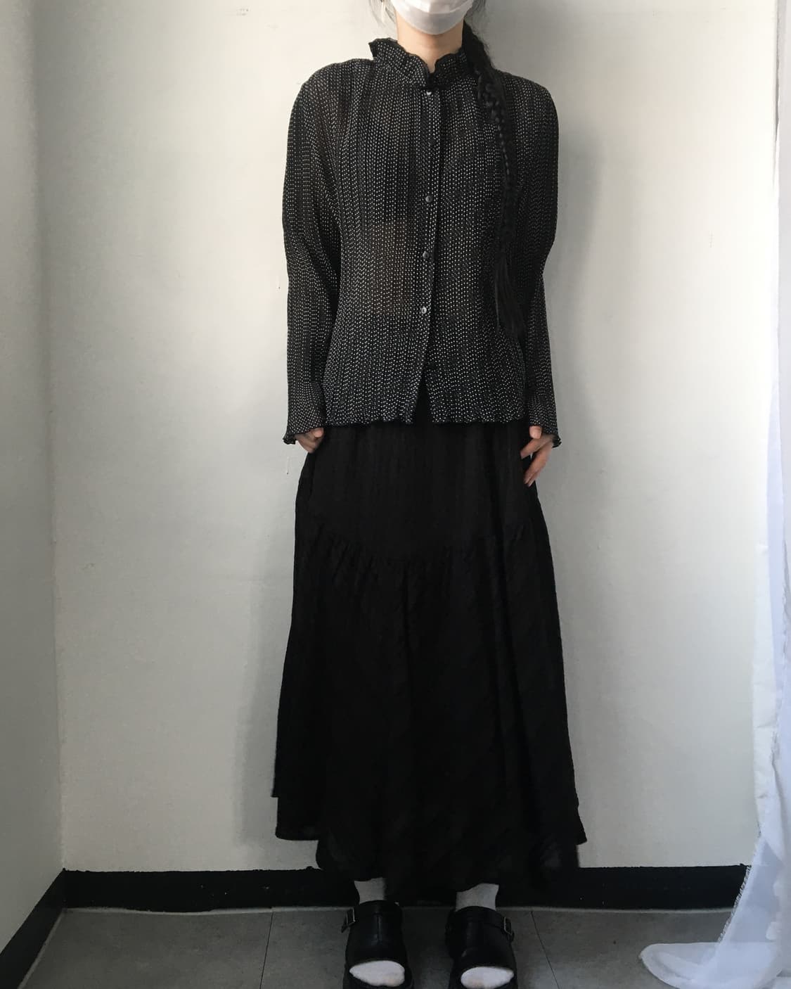 Dot pattern pleats blouse 상품이미지5