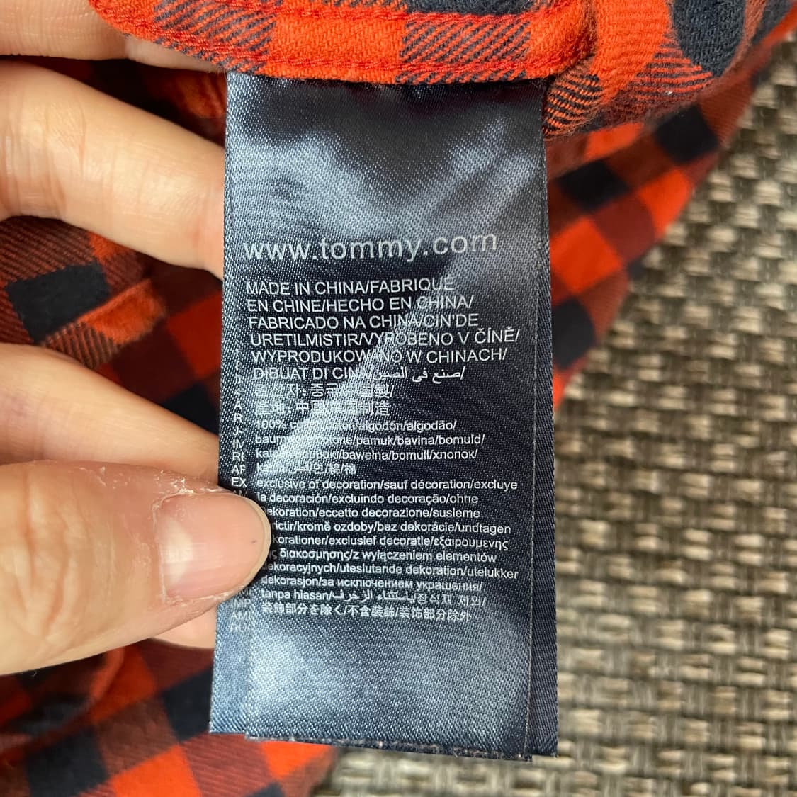 타미힐피거 오렌지 블루 체크 플란넬 뉴욕핏 셔츠 XL 상품이미지6