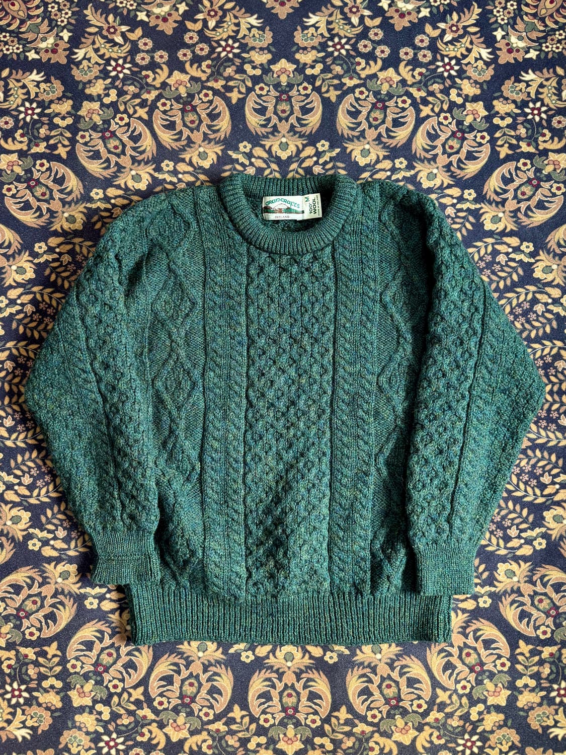 아란 크래프트 피셔맨 스웨터 틸 그린 상품이미지1