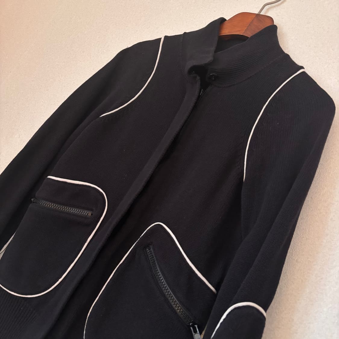 AX 알마니 익스체인지 M 블랙 니트 집업 가디건 블루종 상품이미지10