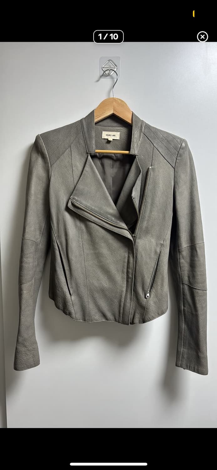 헬무트랭 그레이 램스킨 라이더 자켓 상품이미지1