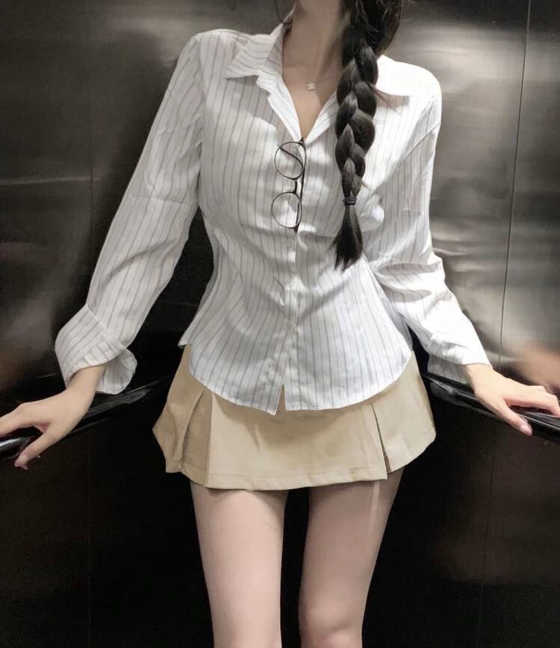 베이지 플리츠 미니 스커트 S사이즈 상품이미지2