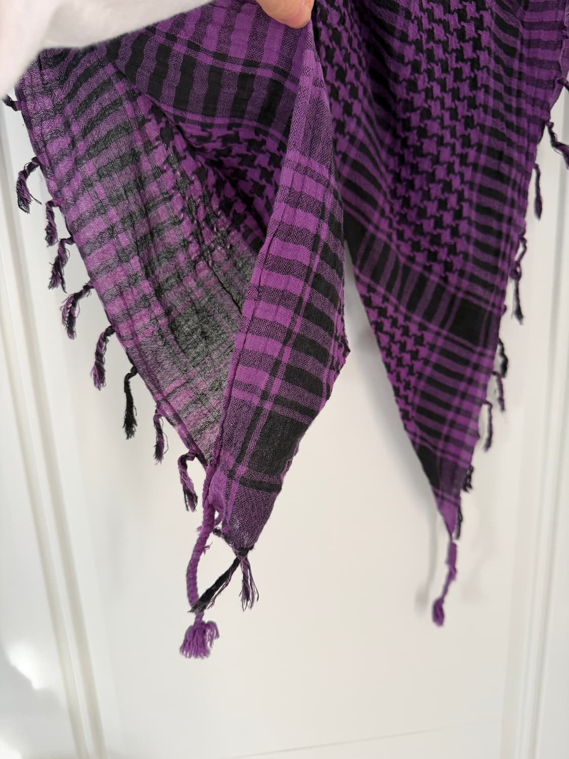 일본빈티지 퍼플 체크 크로스랩 스카프 상품이미지6