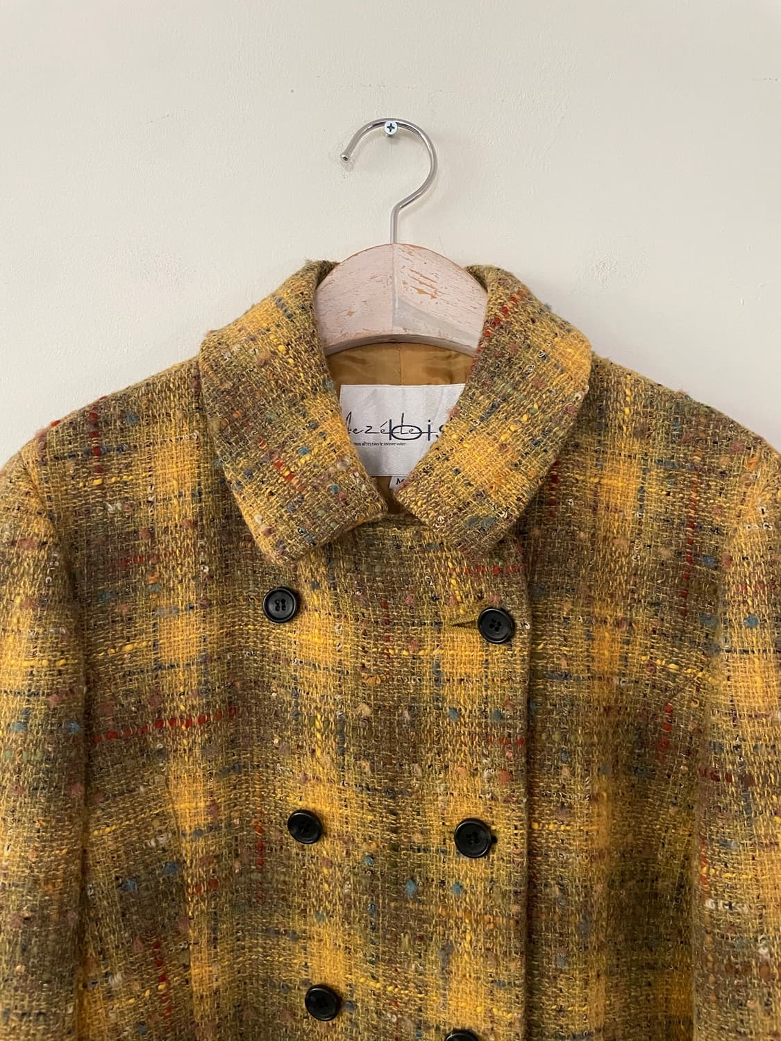 vintage yellow tweed double jacket 상품이미지4