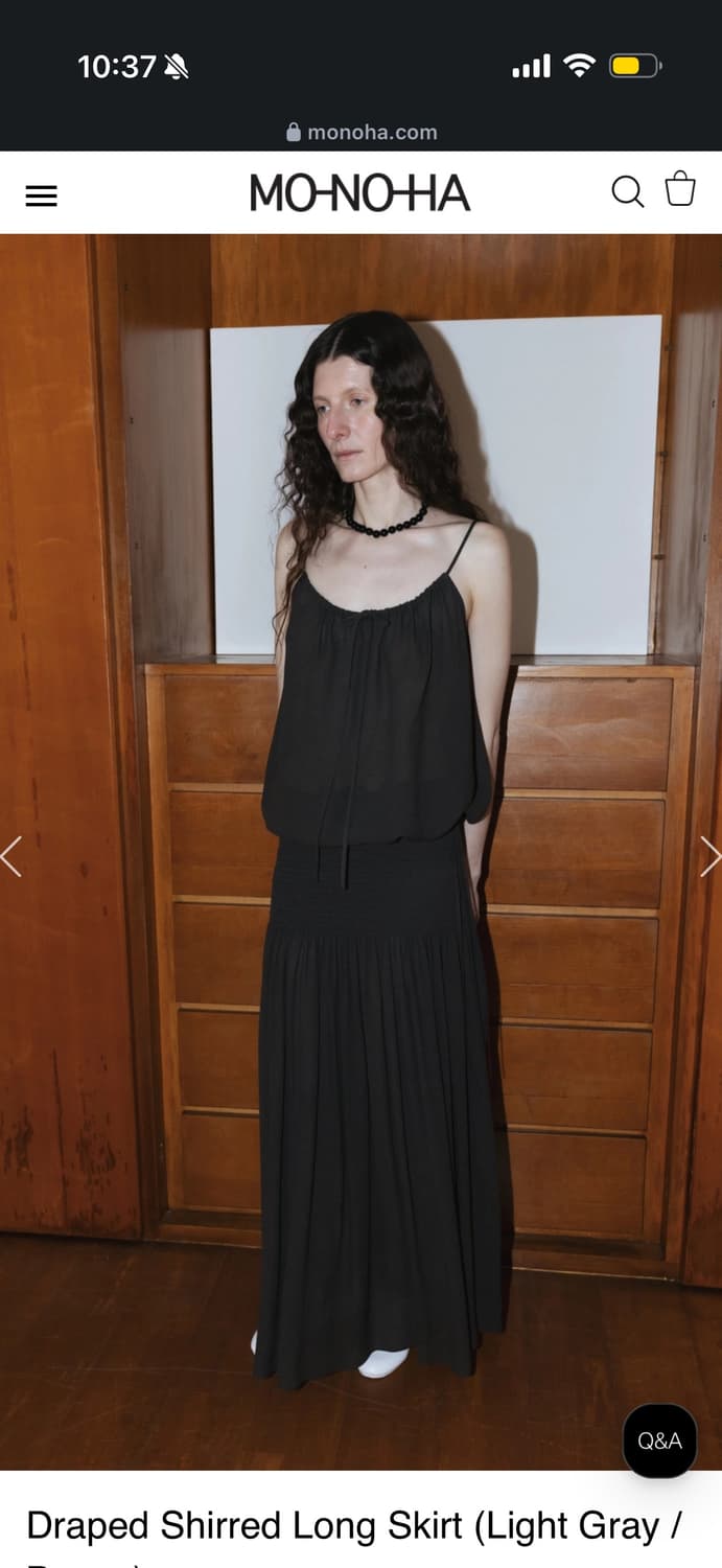 MONOHA Draped shirred long skirt / brown 상품이미지2