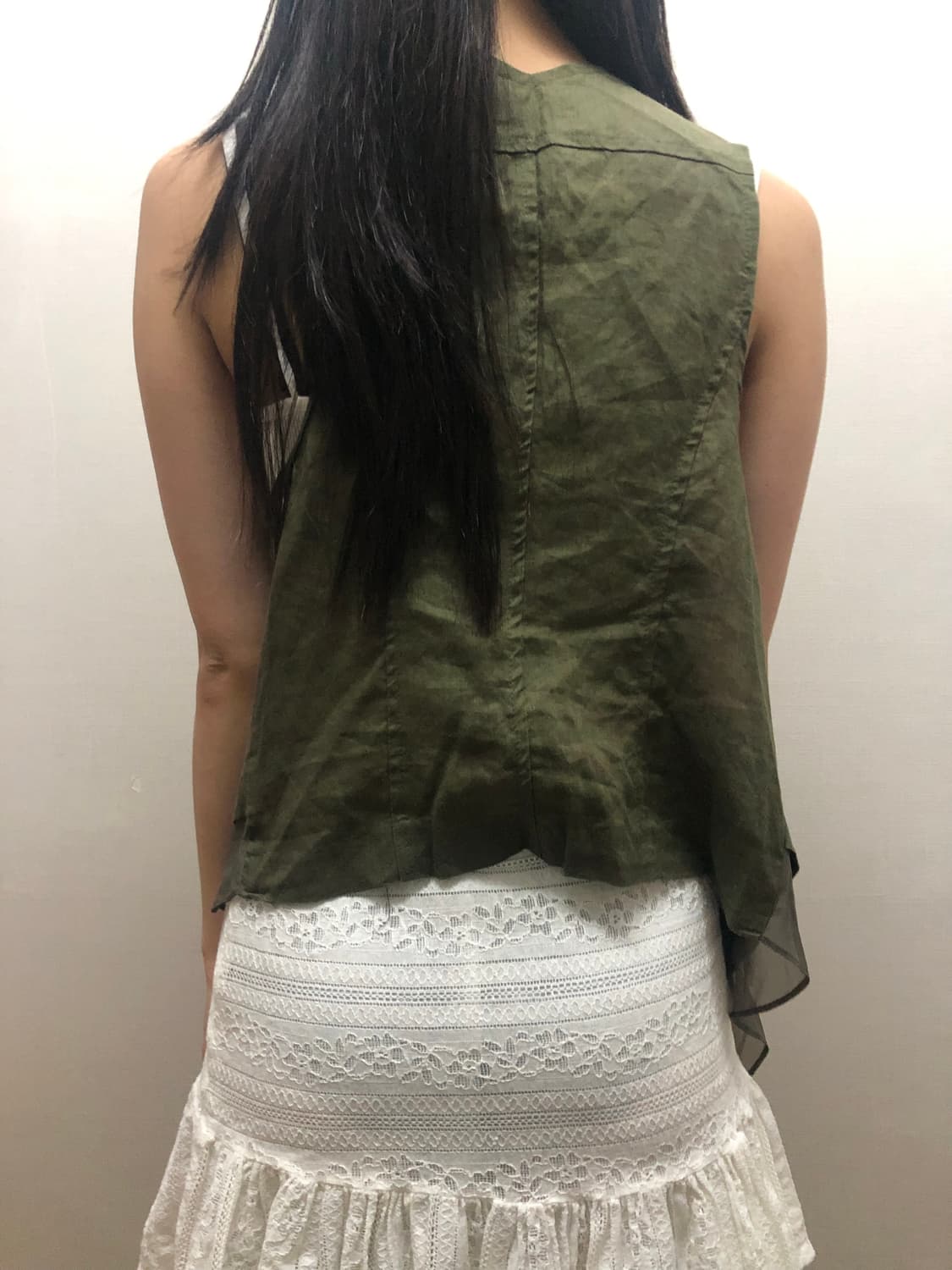 빈티지 카키 프릴 베스트 상품이미지4