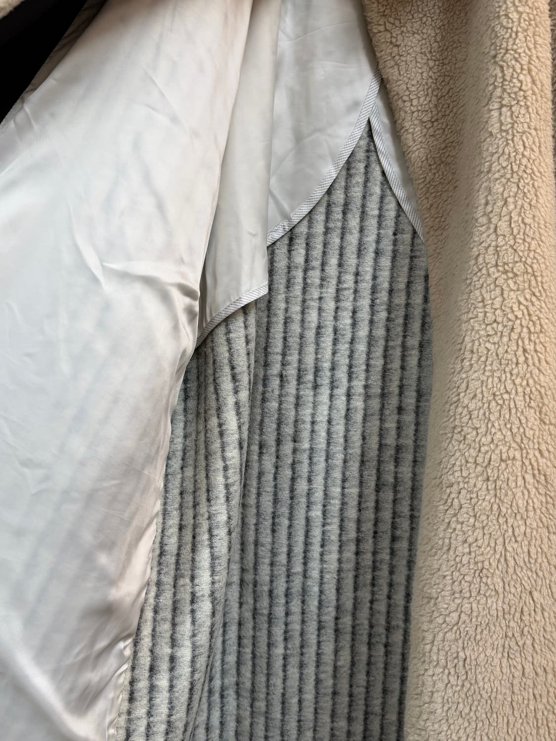 Carin wester 칼라리스 베이지 울 혼방 퍼 코트 XS 상품이미지7