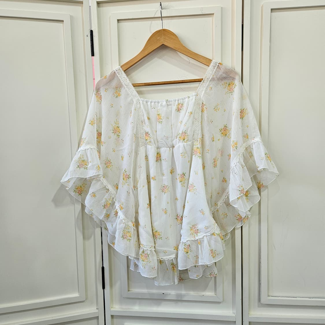 플라워 케이프 쉬폰 블라우스 상품이미지5