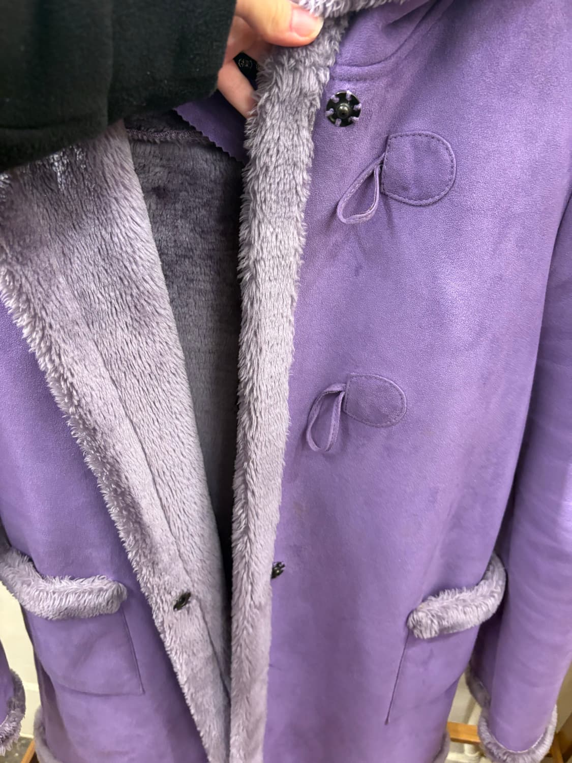 희귀)스웨이드 코트 떡볶이 코트 보라색 퍼 코트 모리걸 상품이미지7