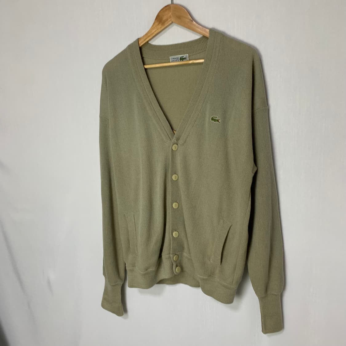 라코스테 루즈핏 브이넥 버튼 가디건 카키 베이지 남성 M 상품이미지2