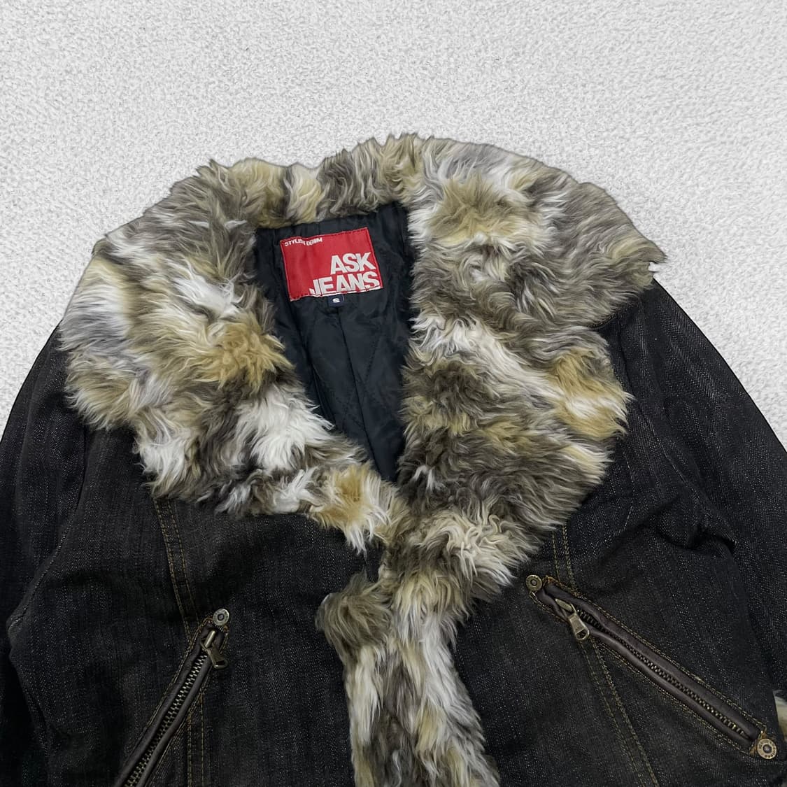 ASK 진스 블랙 데님 퍼 자켓 상품이미지3