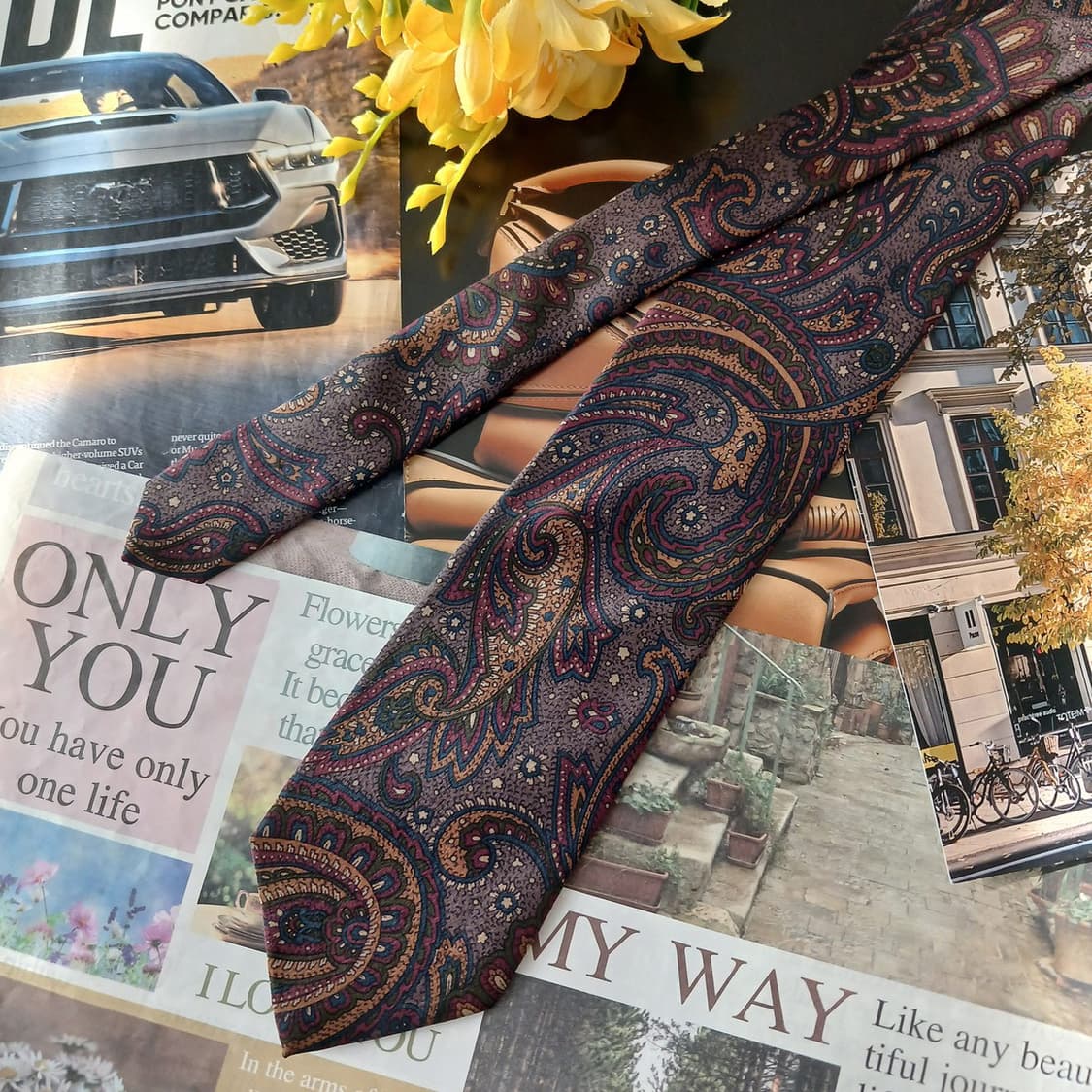 파코라반 실크 브라운 페이즐리 넥타이 8.1cm A+등급 A18959
 상품이미지3