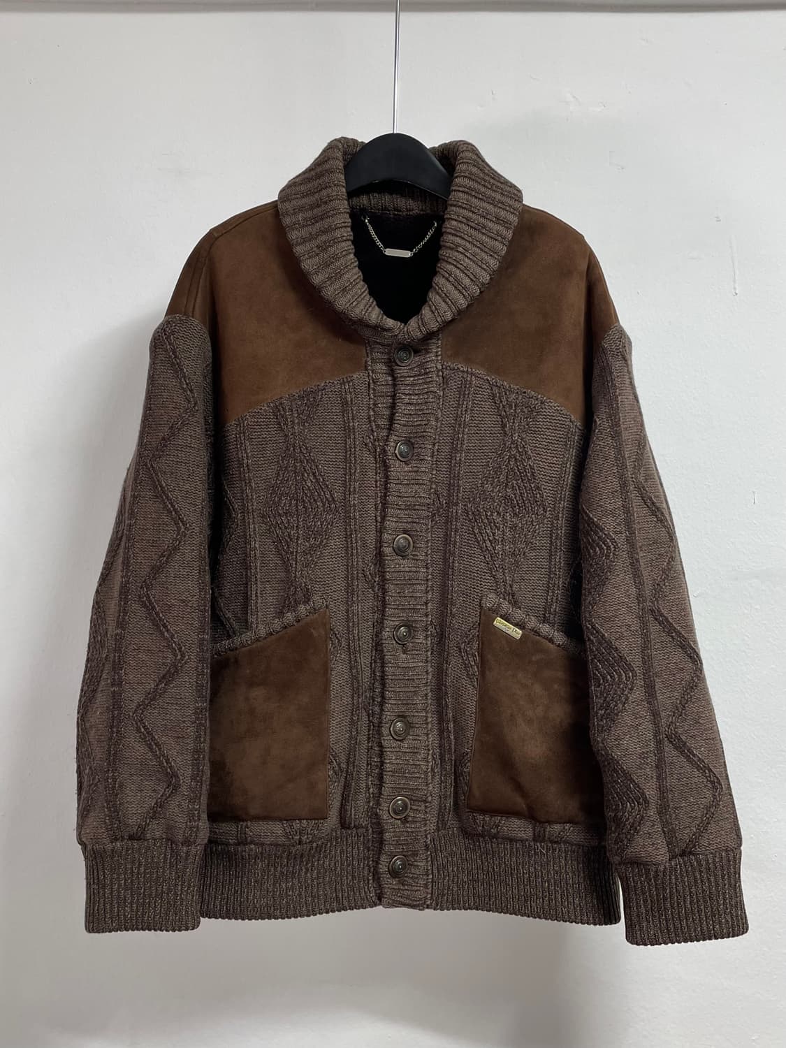 90s 크리스찬 디올 브라운 스웨이드 울 가디건 (on.105)   상품이미지1