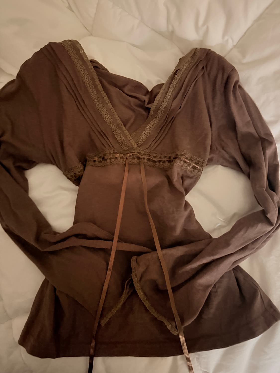 브라운 레이스 롱슬리브 탑  상품이미지2