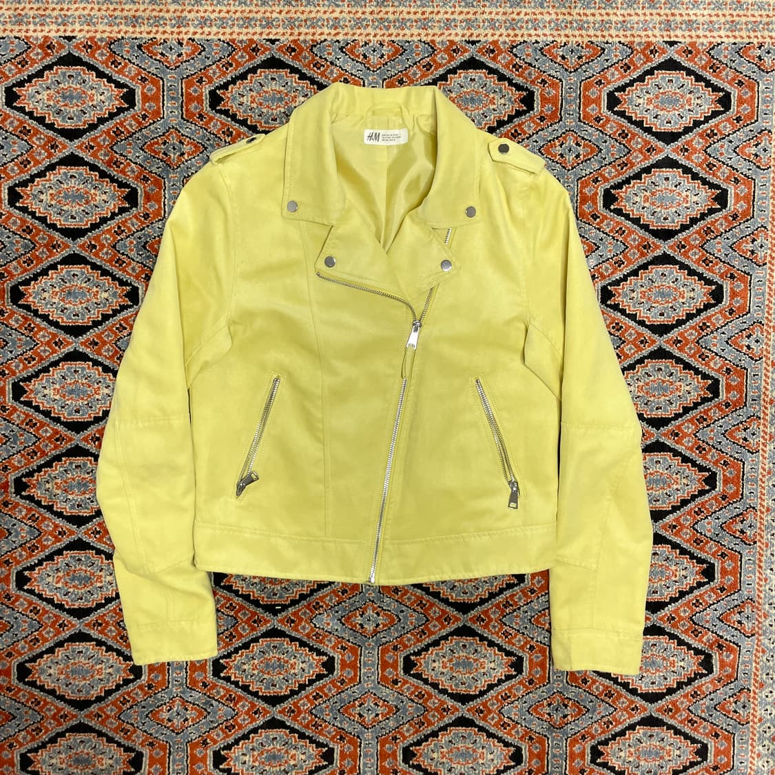 H&M 옐로우 세무 라이더자켓 여성S 상품이미지1