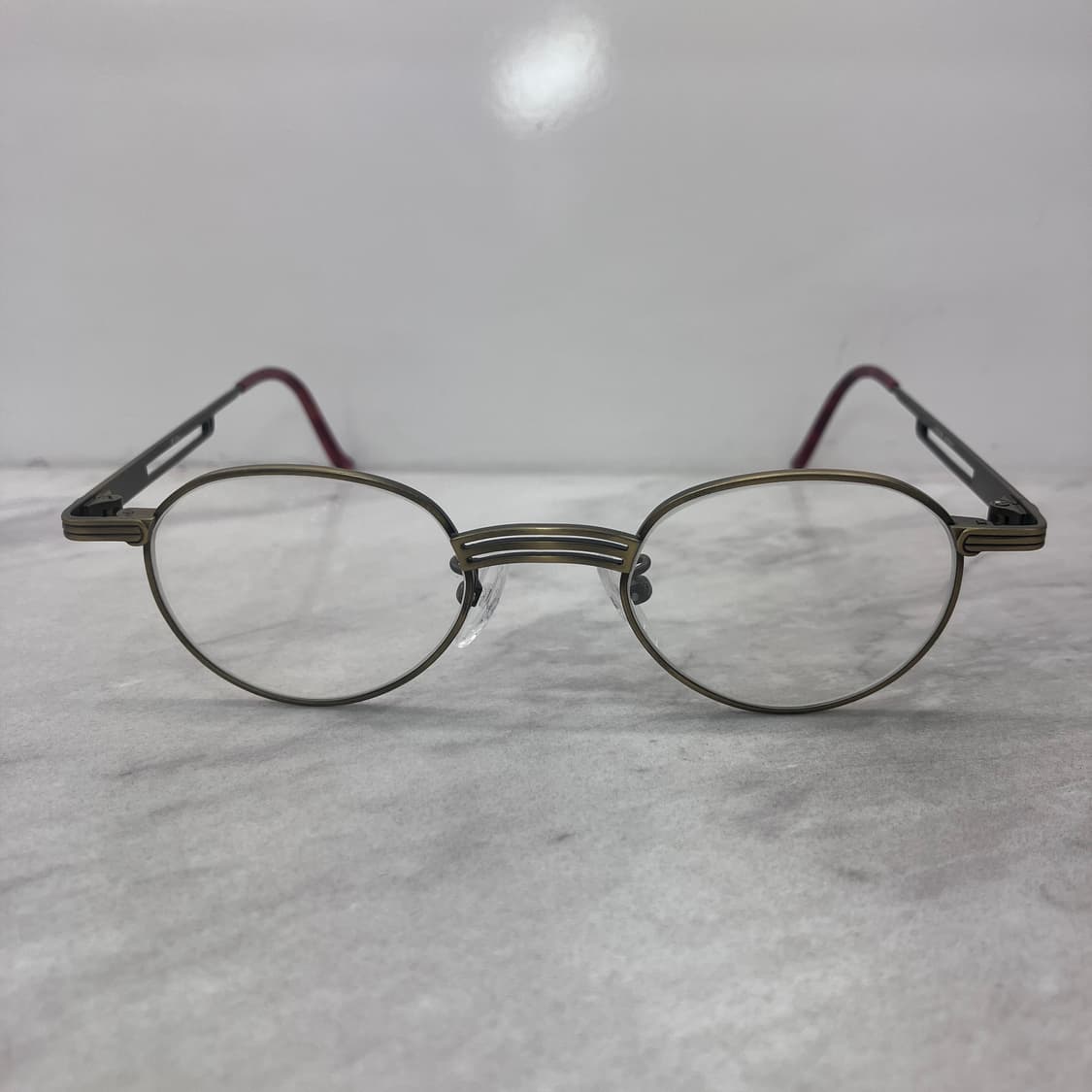 D14 NO BRAND 빈티지 앤틱 골드 라운드 메탈테 안경 상품이미지6