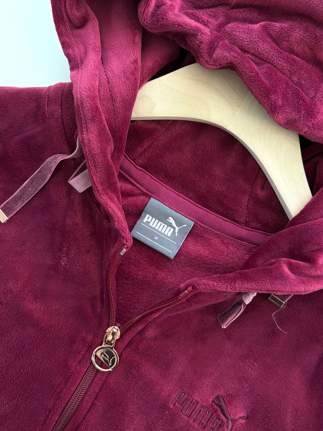 Puma 퓨마 버건디컬러 벨벳 후드집업 상품이미지5