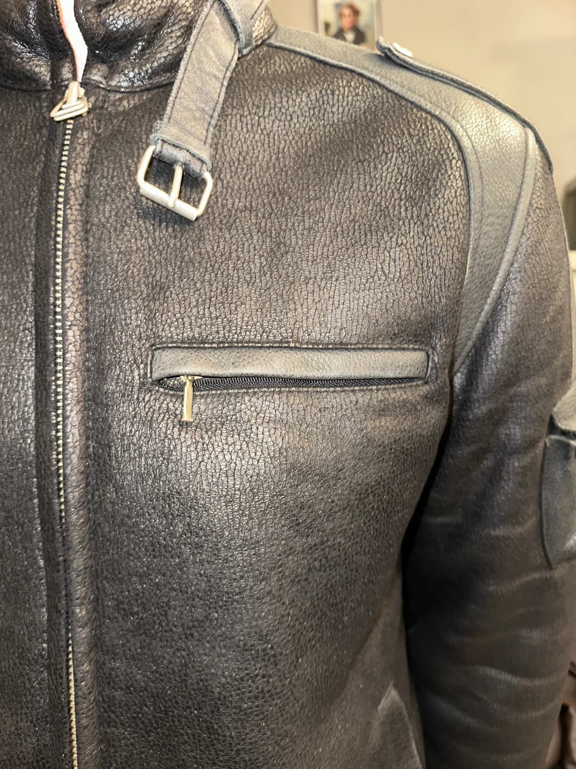 90’s Japanese leather rider shape jacket 상품이미지6