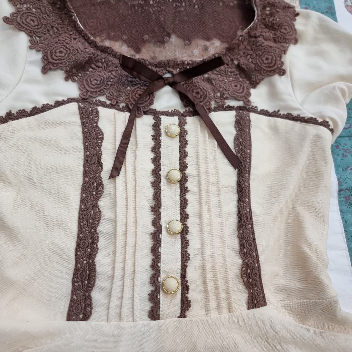 Liz Lisa(리즈리사) 초코 레이스카라 플레어 원피스 상품이미지2