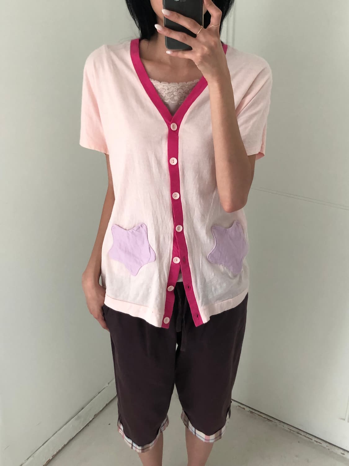 일본빈티지 별 반팔 가디건 상품이미지4