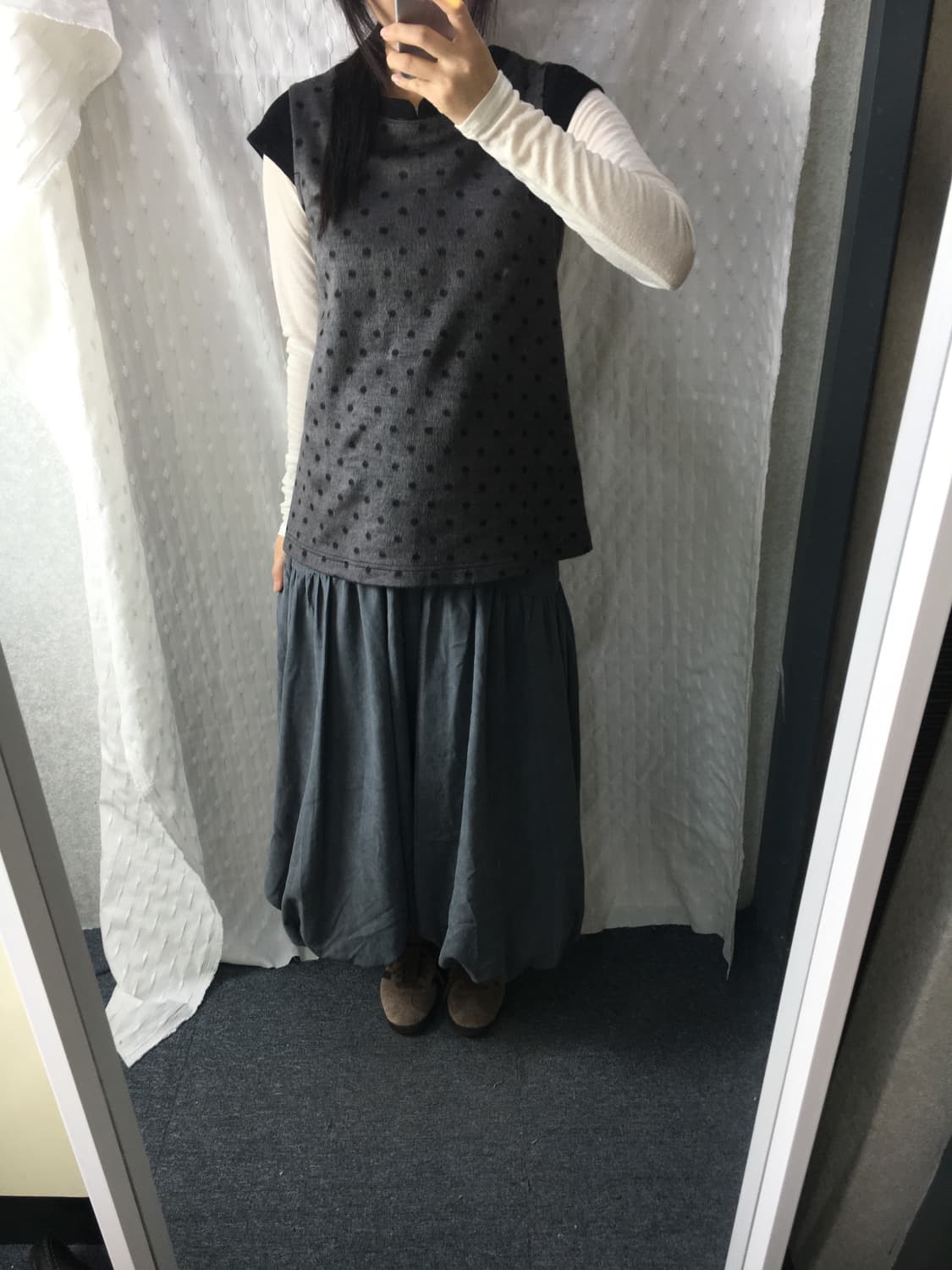 차콜 벌룬 롱 스커트 상품이미지2