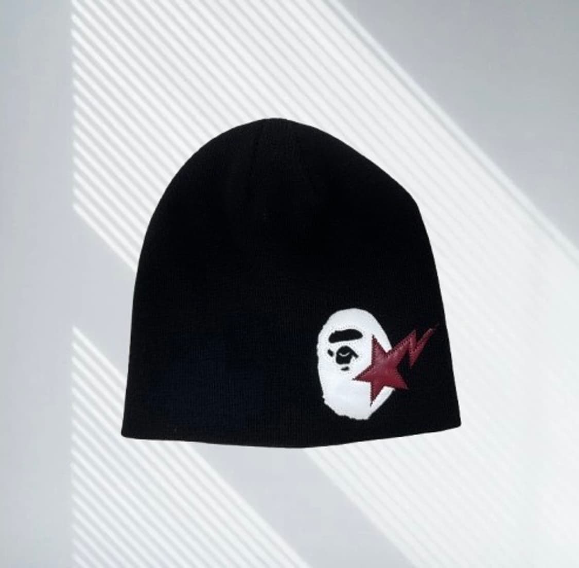 BAPE Sta Ape Head Leather Patched Beanie 상품이미지1