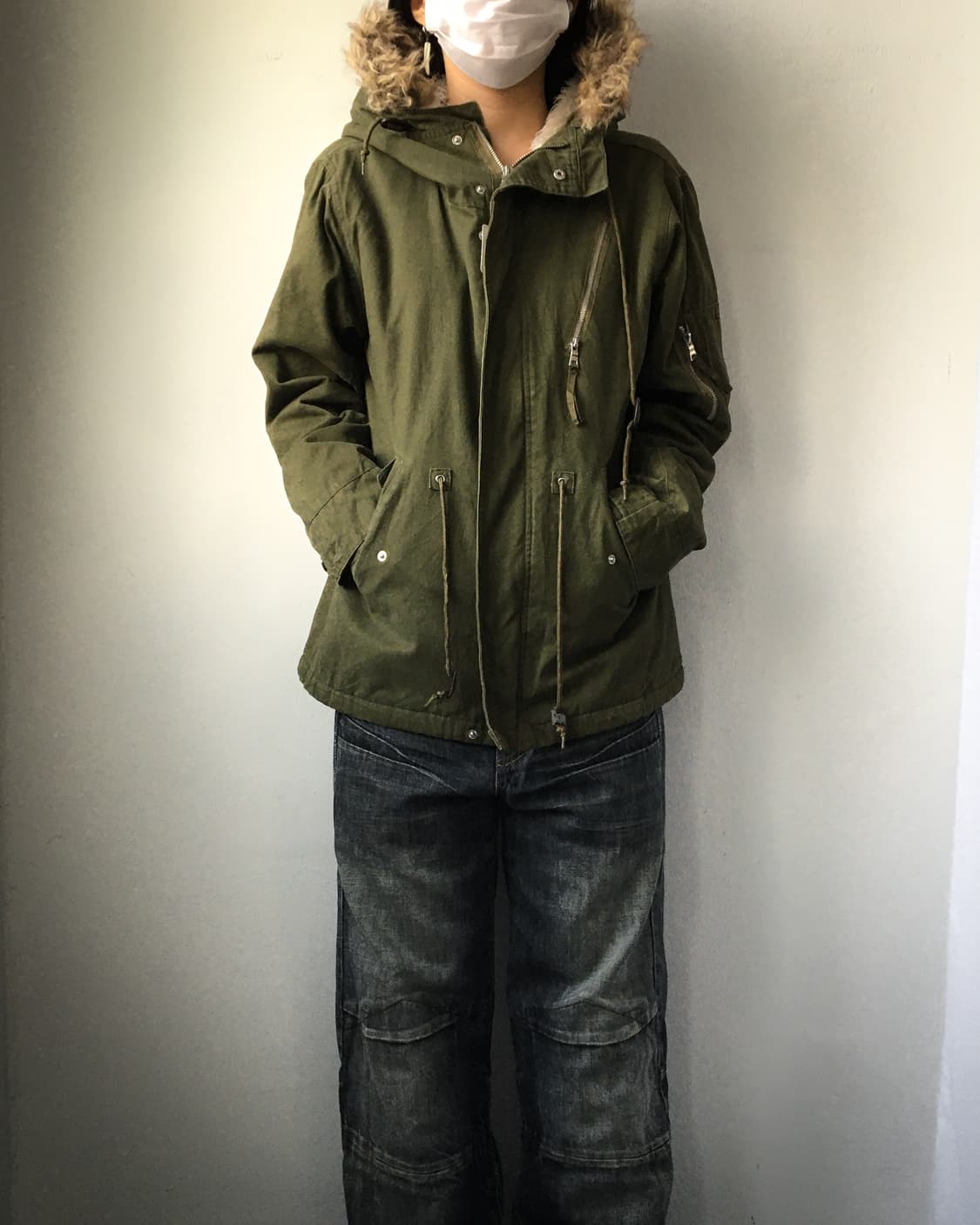 Fake fur hood filed jacket 상품이미지1