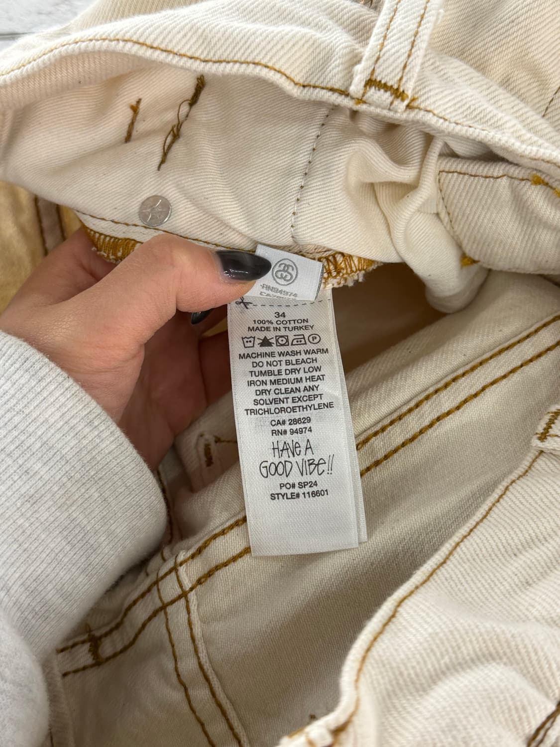 STUSSY DOUBLE DYE BIG'OL JEAN 34 CREAM 상품이미지7